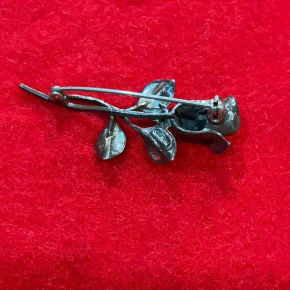 Floral rose vintage sterling silver women’s brooch pen - Picture 3 of 7
